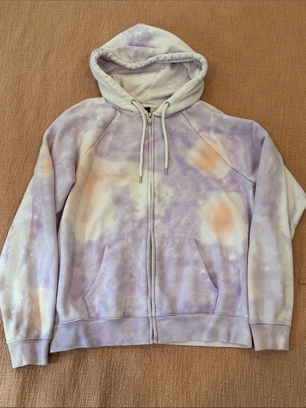 GAP small tall - lilac / purple Tie-Dye Zip Hoodie with front pockets